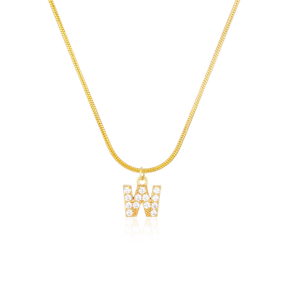 English alphabet round snake chain clavicle chain