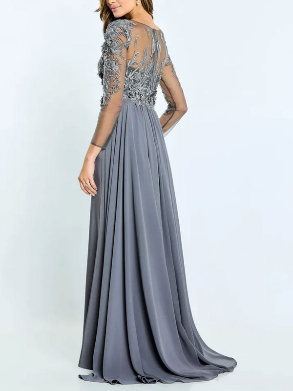 Graceful and elegant lace long sleeve party dress for women