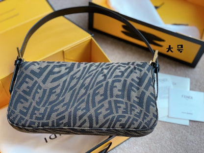 Fendi Women Baguette 1997 Brown Jacquard FF Vertigo Bag