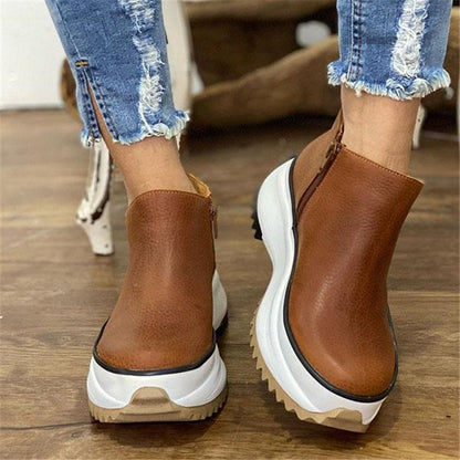 Short boots side zipper casual ladies single shoes