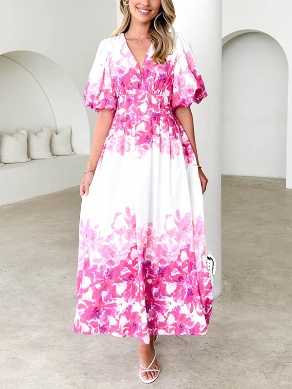 Puff Sleeve Chiffon Women's Dress