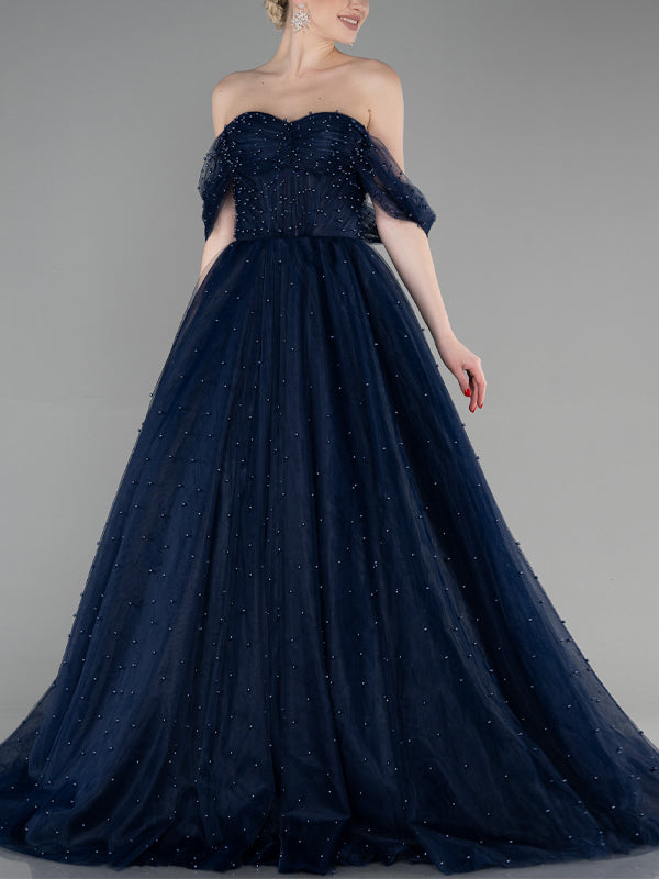 Tube Top Solid Color Mesh Maxi Dress