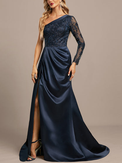 Off-shoulder Lace Solid Color Maxi Dress