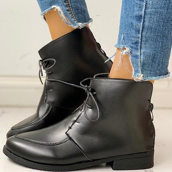Women's leather boots with front lace-up Martin boots