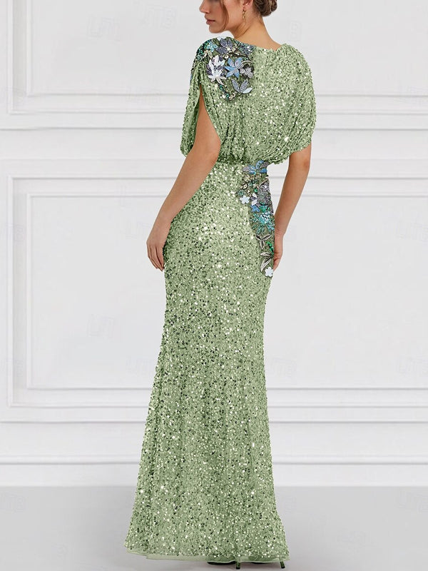 Embroidered Elegant Wedding Floor-Mounting Jewel Collar Gown