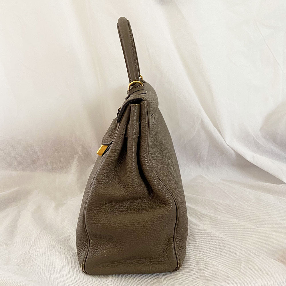Hermès Kelly 35 Etain Togo Leather Handbag