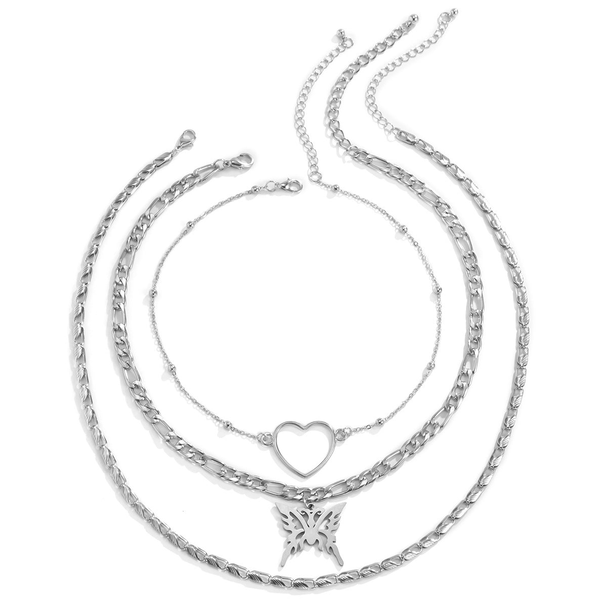 Butterfly metal necklace multiple sets