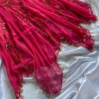 Red fashion elegant exquisite beaded spaghetti straps long ruffled chiffon ball gown evening dress party dress gh3477