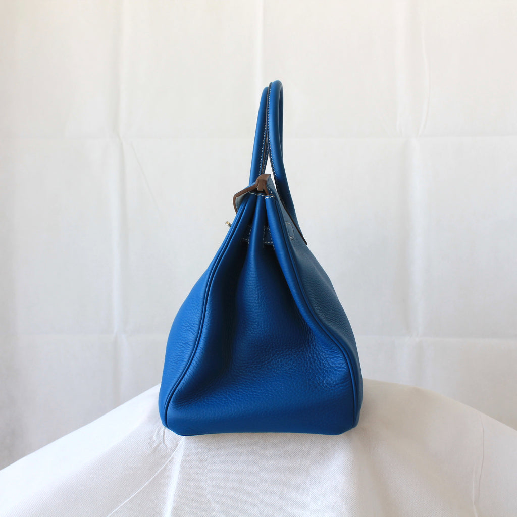 Hermes Birkin Handbag 35 cm "Eclat" in blue bull leather Mykonos