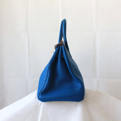 Hermes Birkin Handbag 35 cm "Eclat" in blue bull leather Mykonos