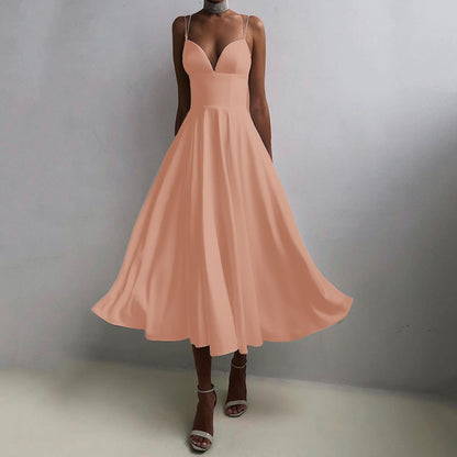 loveedsTM-Elegant Guest Wedding Fomral Long Party Dresses for Women Summer White Sexy Slip Backless Ball Gown Midi vestidos Casual