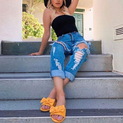 bow-embellished flip-flops