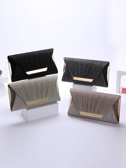 Simple Pleated Sequined Evening Bag