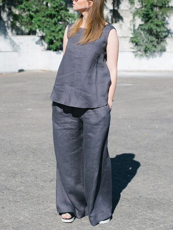 Casual Round Neck Simple Women's Suit