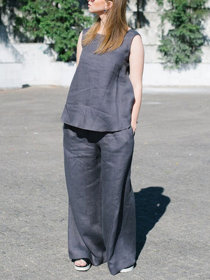 Casual Round Neck Simple Women's Suit