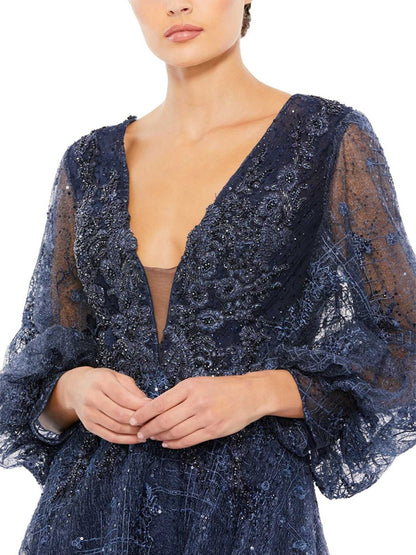 Bishop Sleeve Embroidered Dress