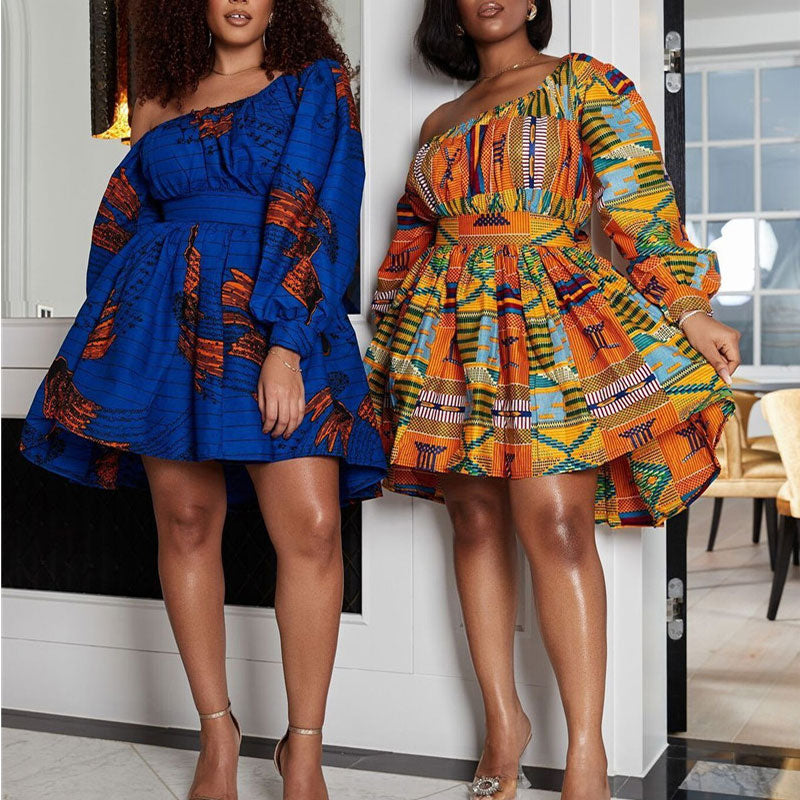 loveedsTM - African Dresses Women Sexy Shoulder Off Mini Dress Dashiki Tribal Print Africa Dress Women African Clothes Robe Africaine Femme