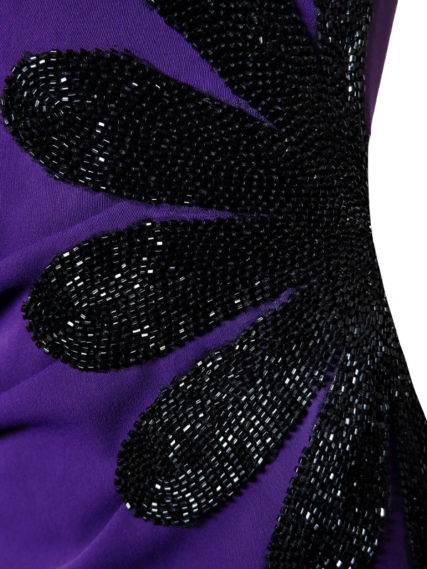 Off-shoulder Sequin Solid Color Maxi Dress