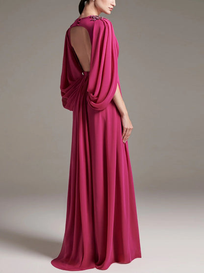 V-neck Solid Color Maxi Dress