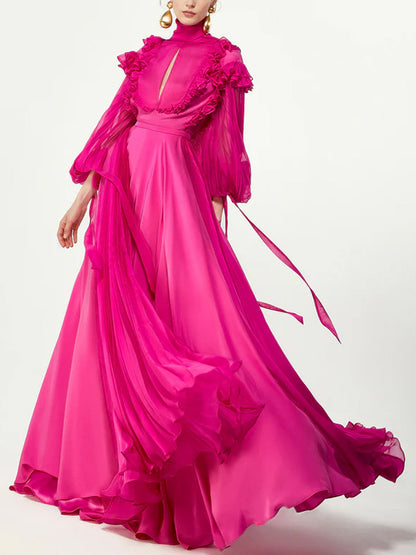 Solid Color Chiffon Maxi Dress