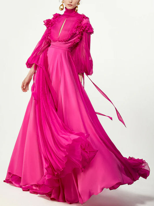 Solid Color Chiffon Maxi Dress