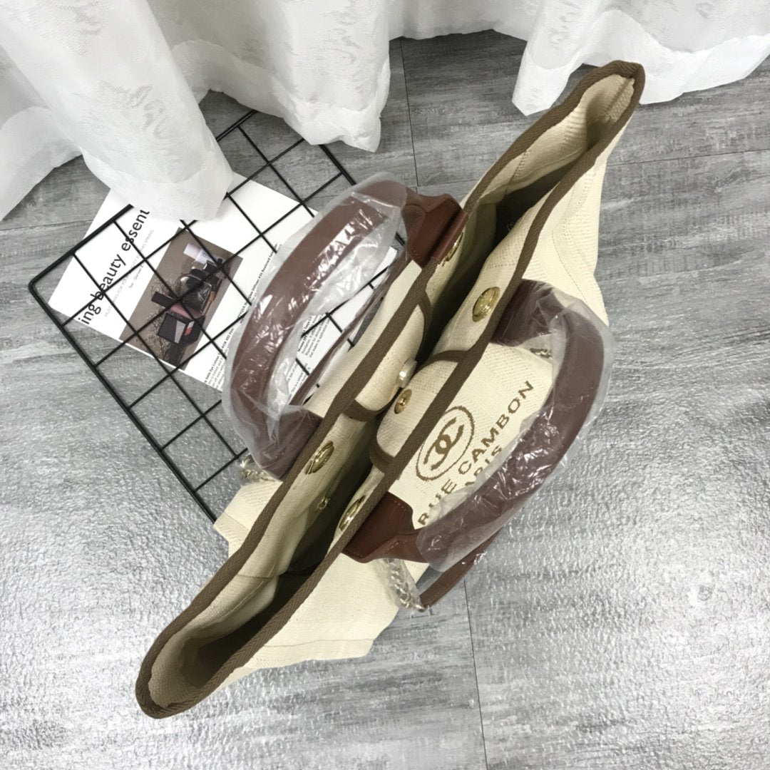 Chanel Deauville Small Straw Raffia Striped