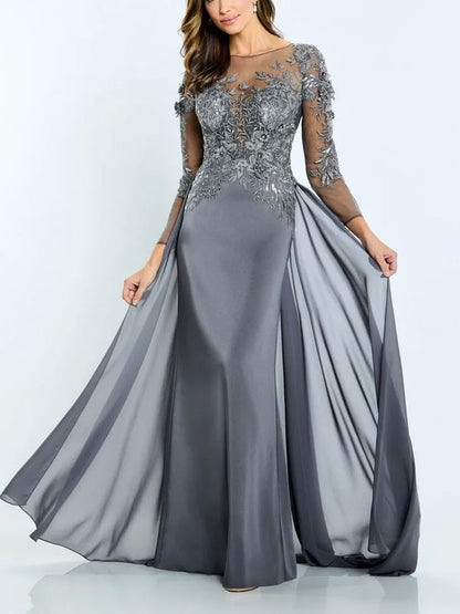 Graceful and elegant lace long sleeve party dress for women