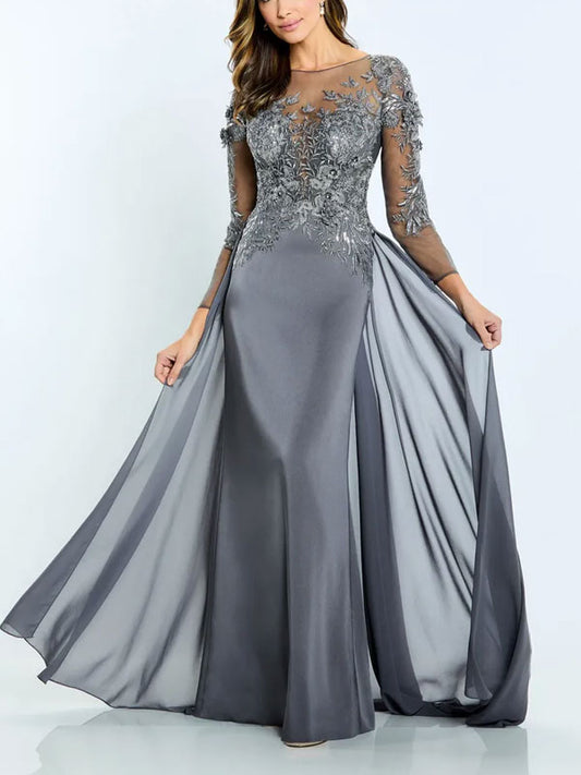 Graceful and elegant lace long sleeve party dress for women