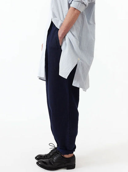 Casual Rolled-hem Cotton and Linen Women's Trousers