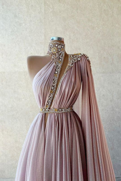 Pink gorgeous shiny beaded long tulle sexy elegant floor-length ball gown evening dress gh3277