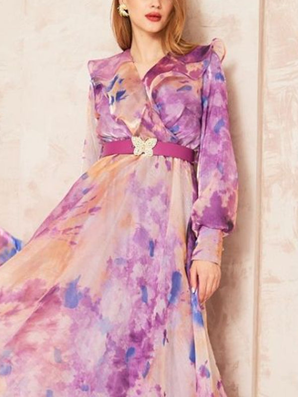 Flowing Chiffon Printed Beach Women's Dress