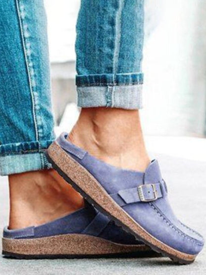 Women's casual suede all-match half-pull bean shoes