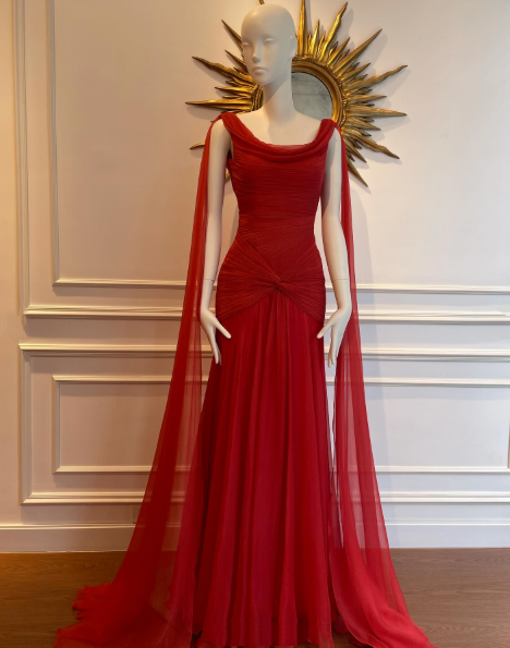 Elegant Mermaid Scoop Neck Pink Chiffon Long Prom Dresses Party Dress Summer 20th Birthday Outfits 18th Birthday Dresses DH904