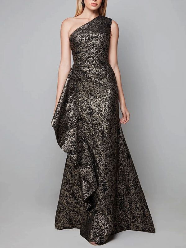 Airy Jacquard Layered Side Gown