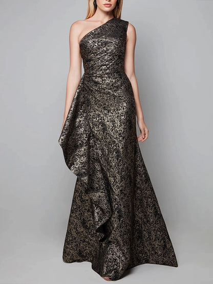Airy Jacquard Layered Side Gown