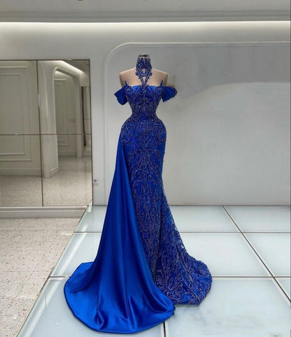 Blue luxury gorgeous fashion exquisite beading long elegant satin ball gown evening dress party dress gh3418