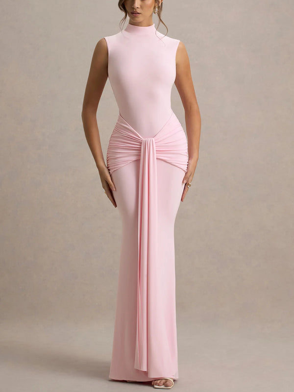 Classic Boat Neck Sleeveless A-Line Midi Dress