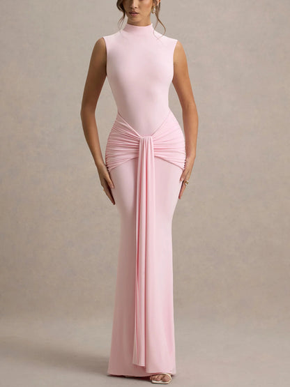 Classic Boat Neck Sleeveless A-Line Midi Dress