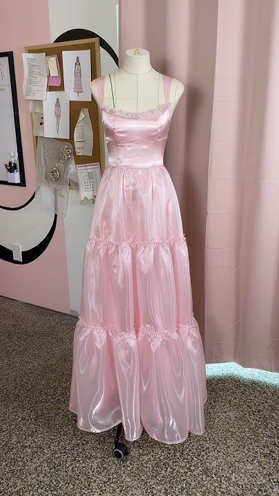 Pink Fashion Elegant Shiny A-line Spaghetti Strap Long satin Lace Ball Gown,Evening Dress,Party Dress gh3517
