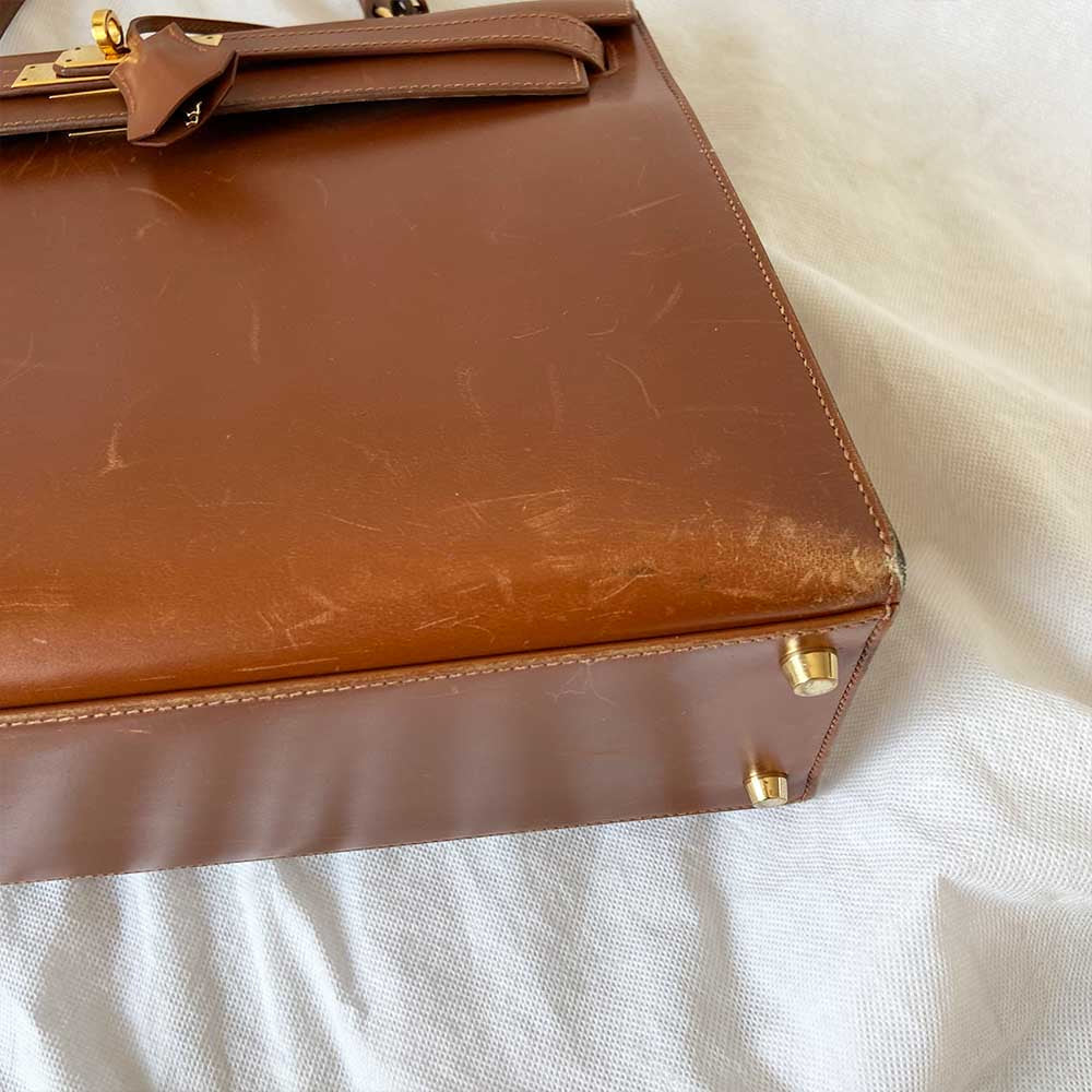 Hermes Brique Box Calf Leather Gold Hardware Kelly Sellier 35 Bag