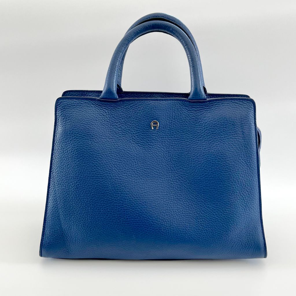 Aigner Blue Leather Medium Cybill Tote