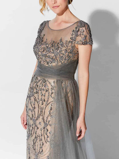 Mesh airy beaded party Mother Of The Bride Dress