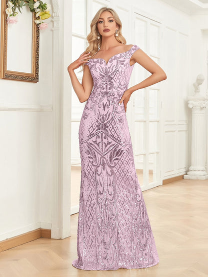 loveedsTM- Elegant V Neck Light Silver Sequin Evening Dress Women Sleeveless Party Maxi Dress Long Luxury Prom Gown Dresses