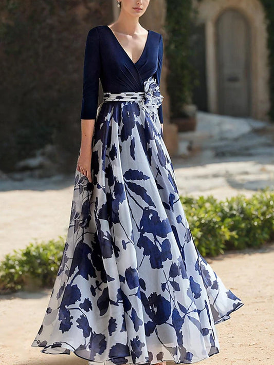 V-Neck Printed Maxi Dress