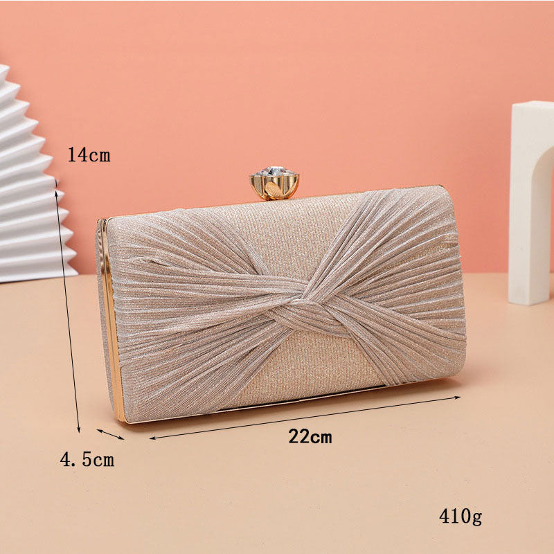 Solid Pleated Clutch Box Evening Ladies Bag