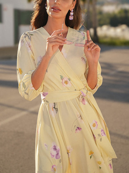 Simple Clear Print Wrap Women's Dress