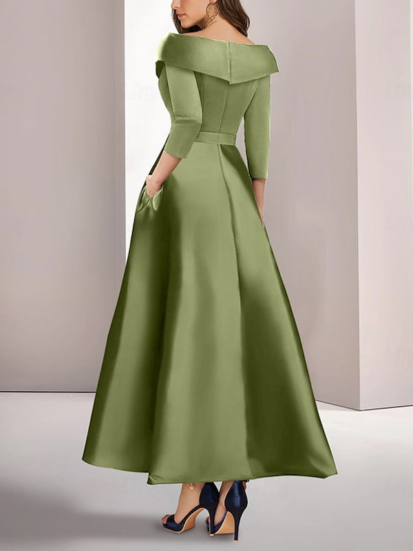 Elegant Embroidered Vintage Satin Women's Dress