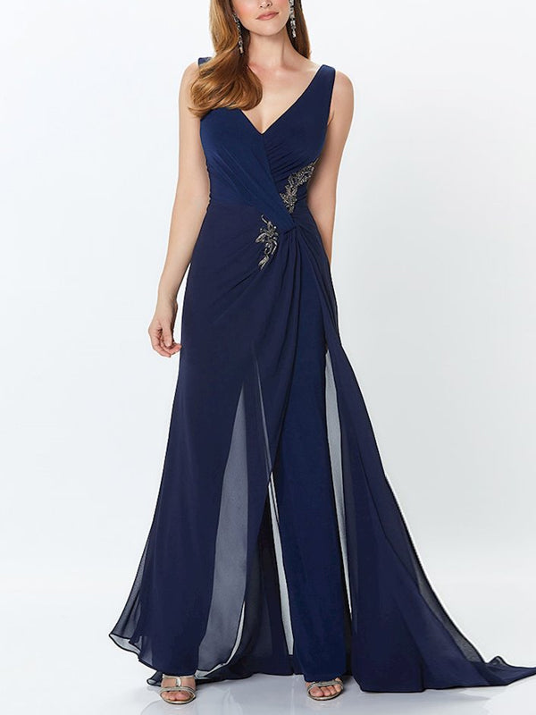 V-Neck Sleeveless Solid Color Jumpsuit