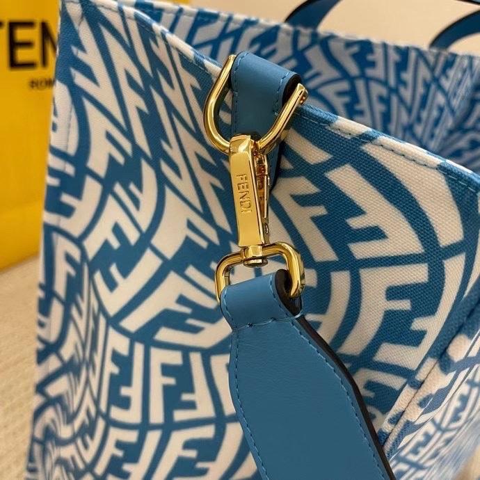 Fendi Tote Bag with FF Vertigo Print – Blue – Totes