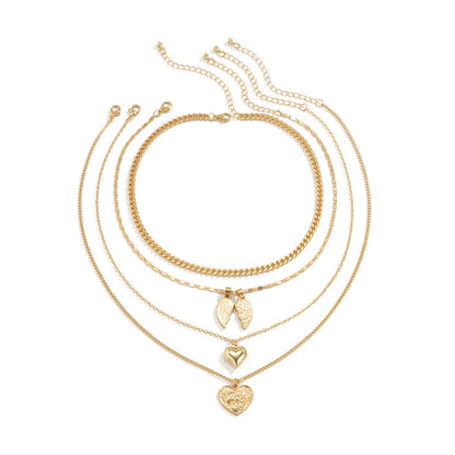 Metal necklace set with multiple chains